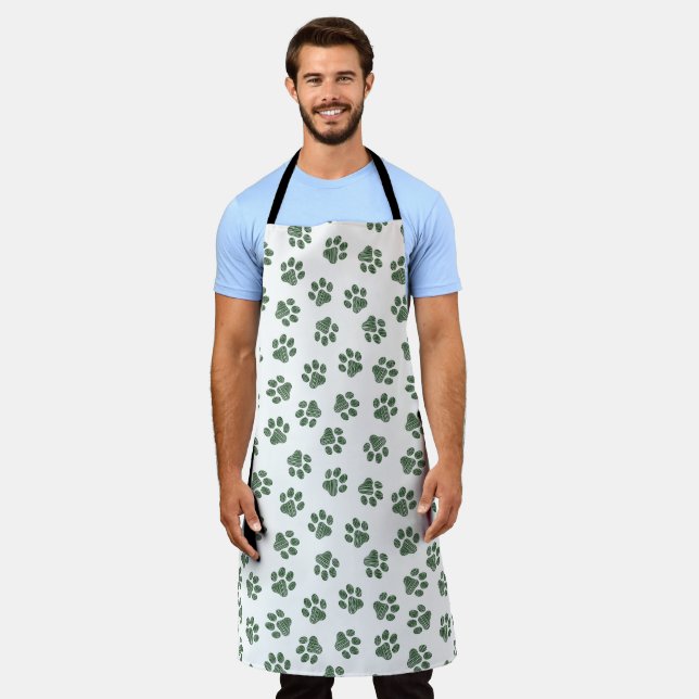 Delantal Pasta de perro, garras de perro, patas verdes (Gastado)