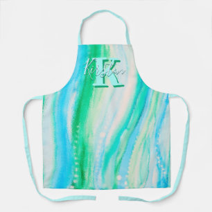 Delantal Pastel Blue Oceanscape Alcohol Ink Apron