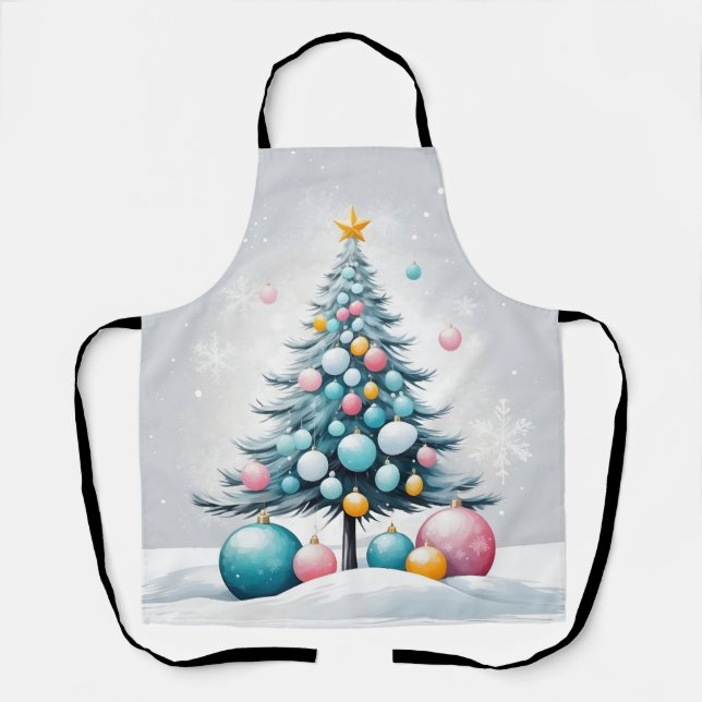Delantal Pastel Christmas Oversized Blue Pink Ornament (Anverso)