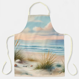 Delantal Pastel Coastal Dunes Watercolor