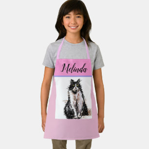 Delantal Pastel de gato de Tuxedo gatos niños Chicas rosad