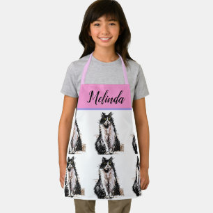 Delantal Pastel de gato de Tuxedo gatos niños Chicas rosado