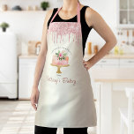 Delantal Pastel de panadería Rubor Purpurina rosado gotea o<br><div class="desc">Aquí hay una forma maravillosa de añadir a la diversión de la cocción, así como de seguir promocionando su negocio. Añada un poco más de brillo a sus aventuras culinarias cuando use este elegante, sofisticado, sencillo y moderno delantal. Una torta floral color agua rosa, tipografía manuscrita de escritura y goteos...</div>