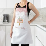 Delantal Pastel de panadería Rubor Purpurina rosado y postr<br><div class="desc">Aquí hay una forma maravillosa de añadir a la diversión de la cocción, así como de seguir promocionando su negocio. Añada un poco más de brillo a sus aventuras culinarias cuando use este elegante, sofisticado, sencillo y moderno delantal. Una torta floral color agua rosa, tipografía manuscrita de escritura y goteos...</div>