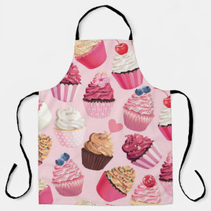 Delantal Pastel De Pastel Rosa: Patrón Vintage.
