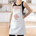 Delantal Pastel de torta rosa Purpurina de rosa goteo Panad<br><div class="desc">Aquí hay una manera maravillosa de añadir a la diversión del hornear. Añada un poco más de brillo a sus aventuras culinarias cuando use este elegante, sofisticado, sencillo y moderno delantal. Una torta dorada rosa brillante y rosa, goteos en purpurina y tipografía escrita a mano superponen un fondo blanco. Personalice...</div>