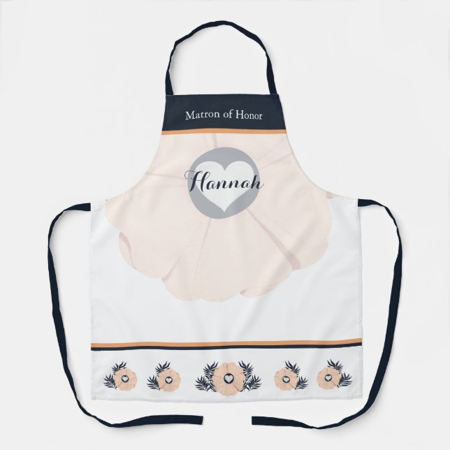 Delantal Pastel floral Rubor Peach Maid of Honor Apron (Anverso)