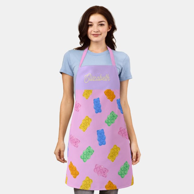 Delantal Pastel Gummy Bear Aesthetic Personalized Apron (Gastado)