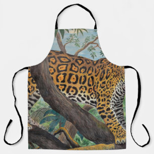 Delantal Pastel jaguar: dibujo de la jungla.
