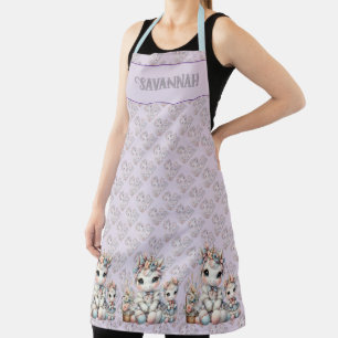 Delantal Pastel Kawaii Unicornio Duo Madre e Hija Lavanda