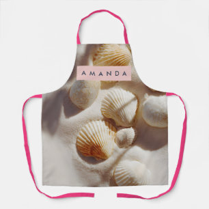Delantal Pastel Personalizado Conchas Costeras en Arena