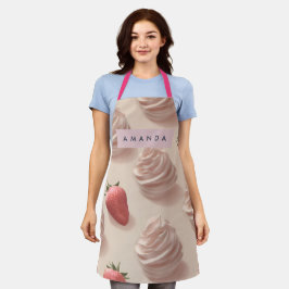 Delantal Pastel personalizado de crema de fresa dulce