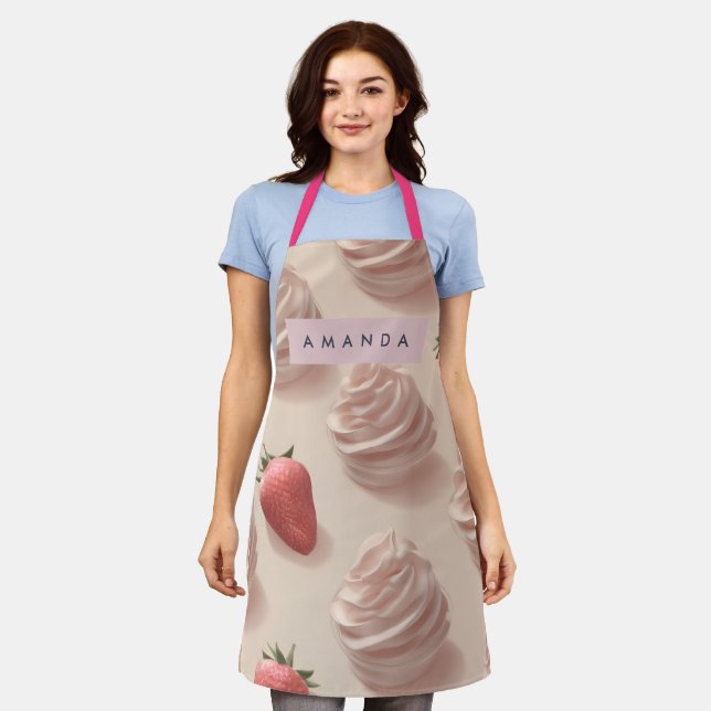 Delantal Pastel personalizado de crema de fresa dulce (Gastado)