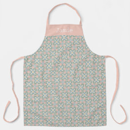 Delantal Pastel Pink and Green Pattern Personalized Name