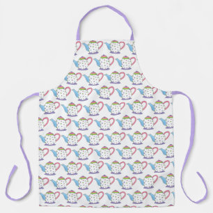 Delantal Pastel Polka Dot Teapot Tarde Tea Fiesta Pot