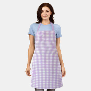 Delantal Pastel Purple Gingham Pattern Apron