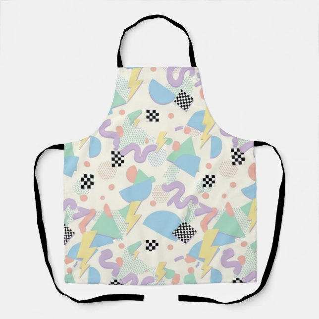 Delantal Pastel Retro Memphis Pattern Swirls (Anverso)
