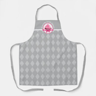 Delantal Pastel rosa Curva Texto Gris Diamante Panadería