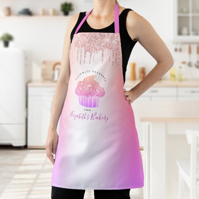 Delantal Pastel rosa rosa Purpurina Panadería Arcoiris Ombr (Subido por el creador)