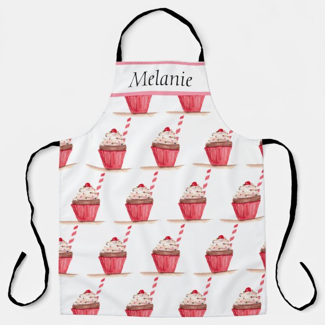 Delantal Pastel rosado Dulces de la Mano Dibujando Cuidada  (Anverso)