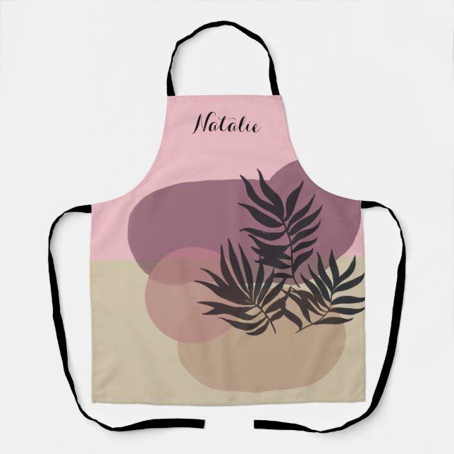 Delantal Pastel suave Resumen Tan Pink Apron Tropical (Anverso)