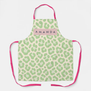 Delantal Pastel Verde Personalizado con Estampado de Leopar