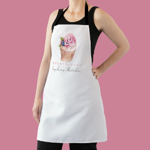 Delantal Pastelero de Panadería Cupcake Acuarela Rosa Elega
