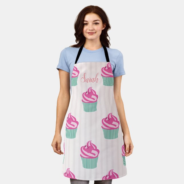 Delantal Pasteles de la Copa Rosa de Dulce (Gastado)