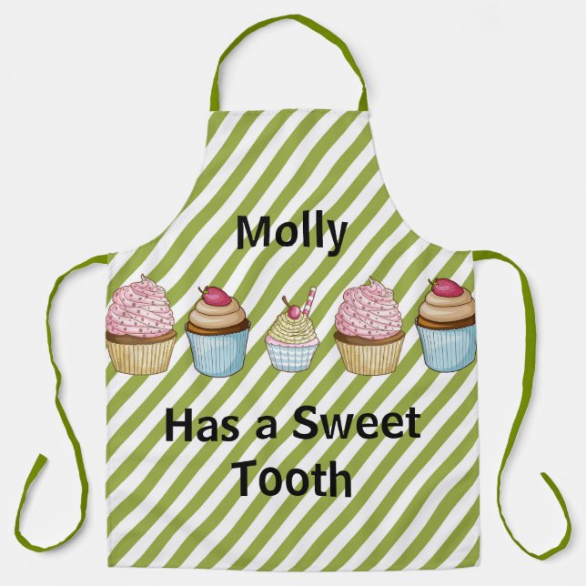 Delantal Pasteles y rayas verdes (Anverso)