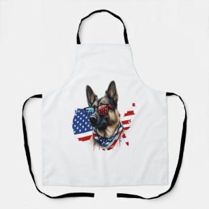 Delantal Pastor Alemán con bandera americana Me encanta un