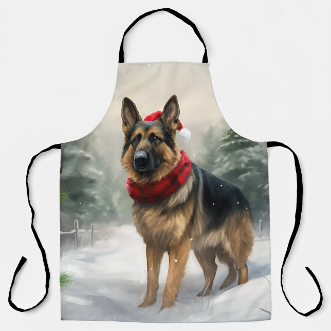 Delantal Pastor Alemán en Navidad con Nieve (Anverso)