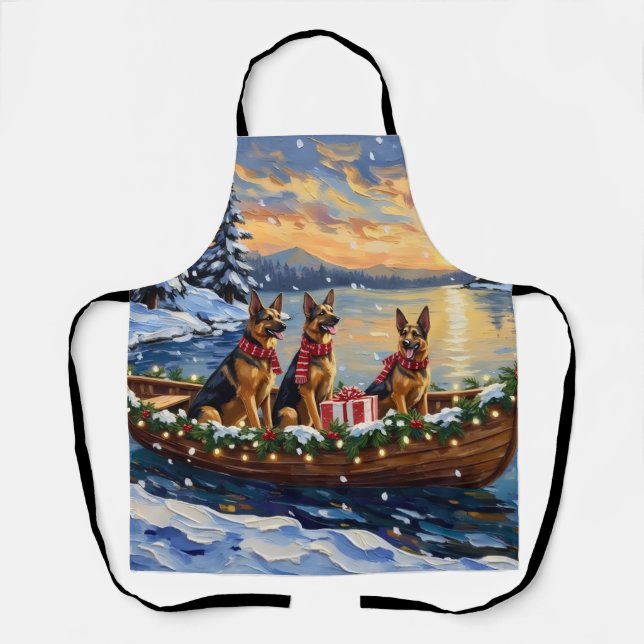 Delantal Pastor Alemán Navidad Barco Fiesta (Anverso)