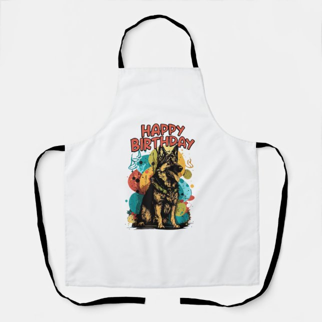 Delantal Pastor Alemán Perro Pastor Feliz Cumpleaños Fiesta (Anverso)
