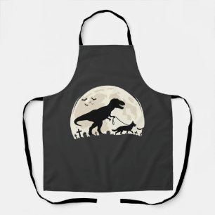 Delantal Pastor Alemán Silueta de Halloween Dinosaurio Luna