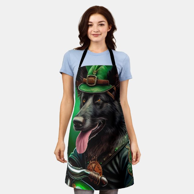 Delantal Pastor belga conduciendo en bici San Patricio (Gastado)