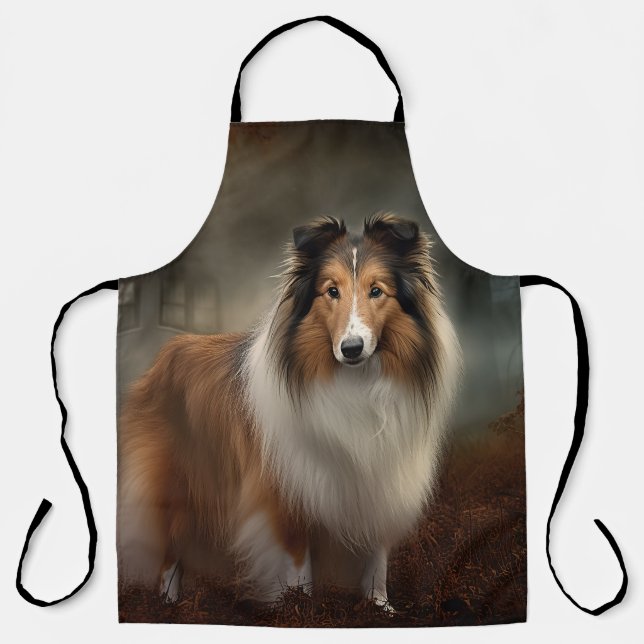 Delantal Pastor de Shetland de Halloween Aterrador (Anverso)