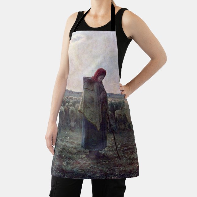 Delantal Pastora con su rebaño, Jean-Francois Millet (in situ)