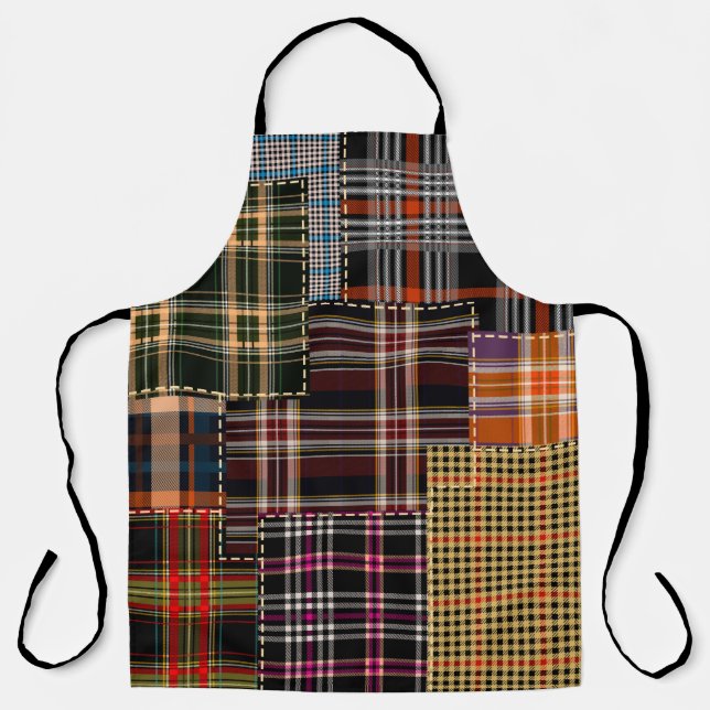 Delantal patchwork chercks pattern, tartan design, surface  (Anverso)