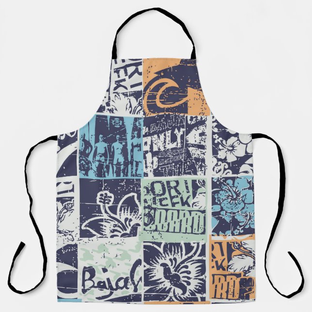 Delantal Patchwork de surf: patrón de cosecha de grunge (Anverso)