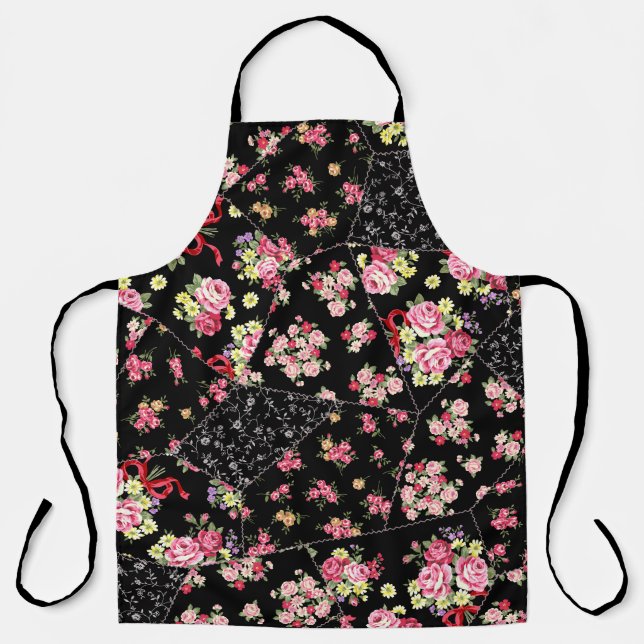 Delantal Patchwork floral: diseño sin Bonitos. (Anverso)