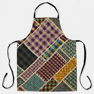 Delantal Patchwork indio: Imitación texturizada de lienzo.
