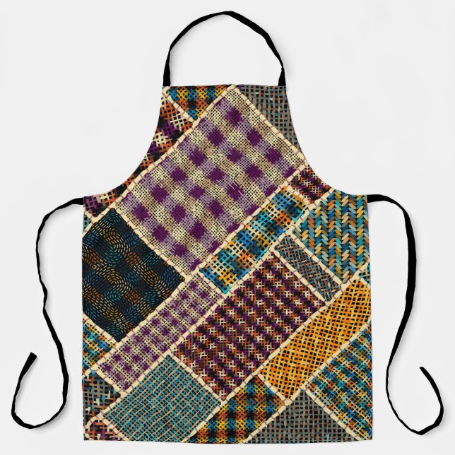 Delantal Patchwork indio: Imitación texturizada de lienzo. (Anverso)