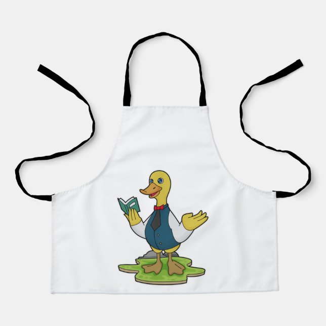 Delantal Pato como profesor con libro (Anverso)