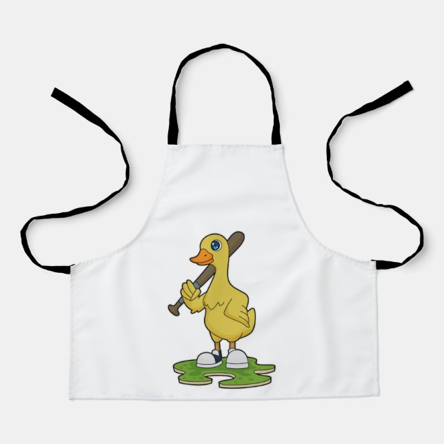 Delantal Pato de béisbol con bate de béisbol (Anverso)