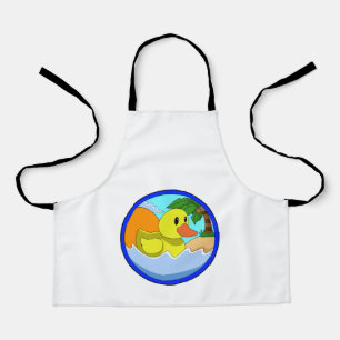 Delantal Pato en la playa con palmeras.PNG