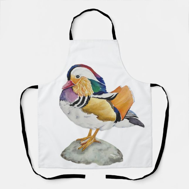 Delantal Pato mandarín acuarela (Anverso)