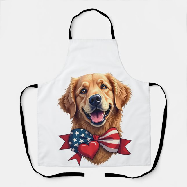 Delantal Patriotic Golden Retriever Lover Vintage Shirt (Anverso)