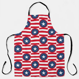 DELANTAL PATRIOTIC RED WHITE BLUE STARS & PATTERNS