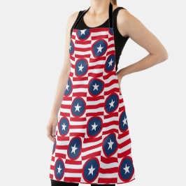 DELANTAL PATRIOTIC RED WHITE BLUE STARS & PATTERNS