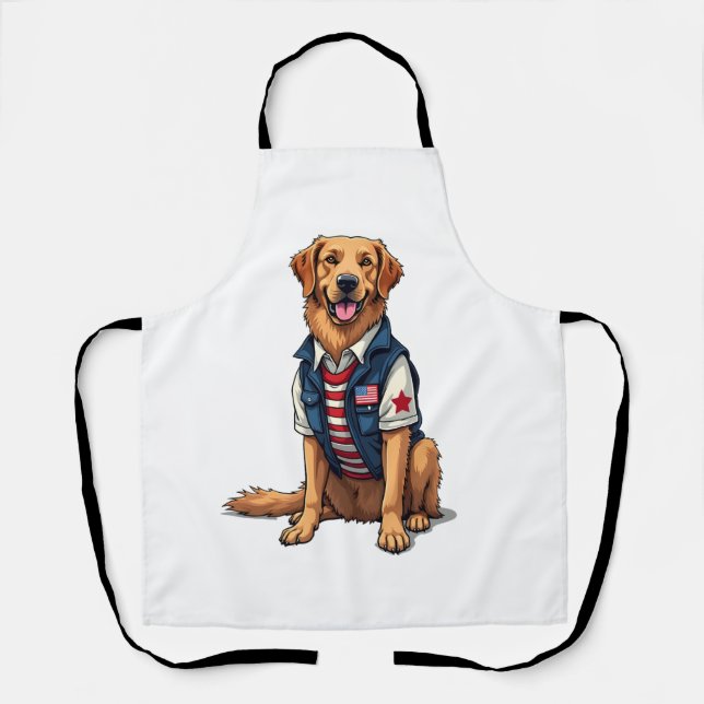 Delantal Patriotic Service Dog Golden Retriever Shirt 4 (Anverso)